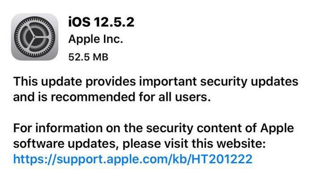 三门苹果手机维修分享iOS12.5.2发布，建议所有老苹果用户安装 